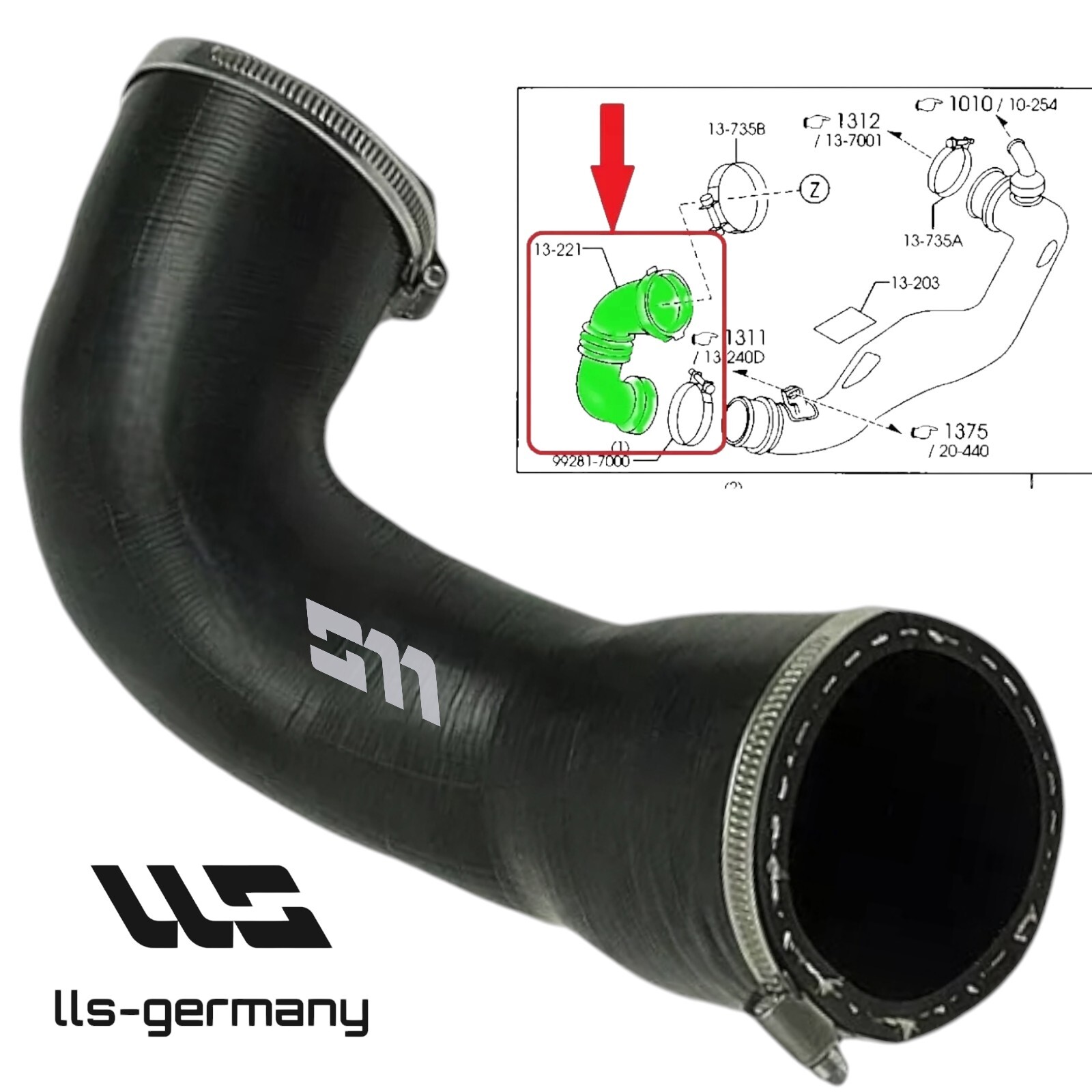 Turbocharger hose, charge air hose for MAZDA 6 2.0 MZR-CD (Diesel) RF7N13221