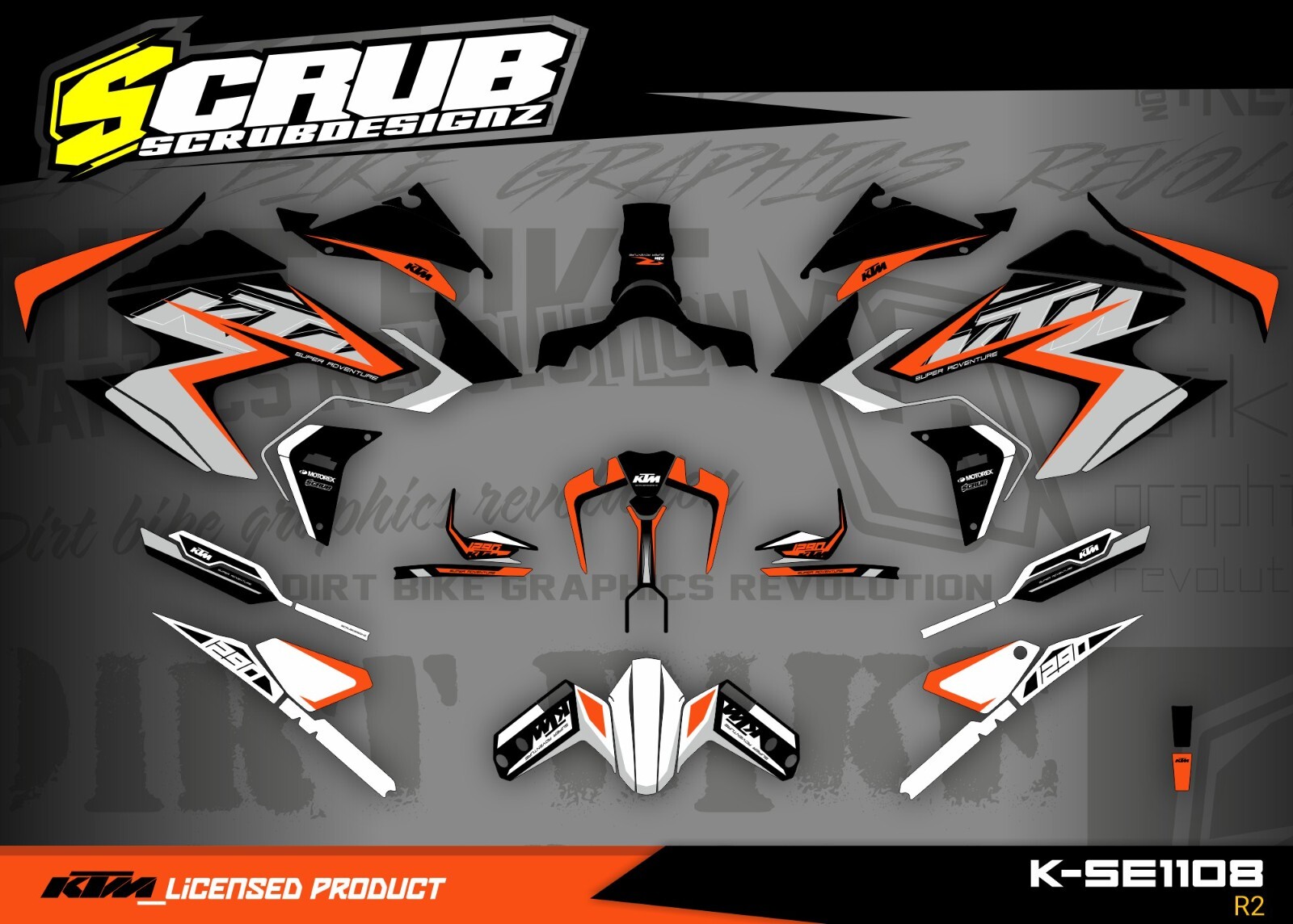 KTM SUPER ADVENTURE 1290 R S 2021 2022 2023 Graphics Decals Stickers SCRUB