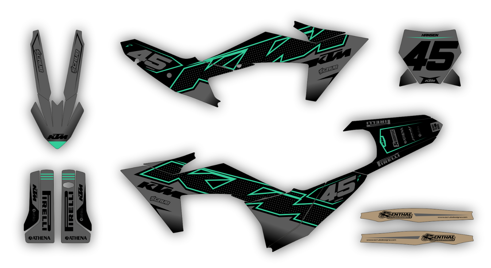 KTM Graphic SX SXF 2023 2024 125 250 300 350 450 Decals XC XCf Race Number