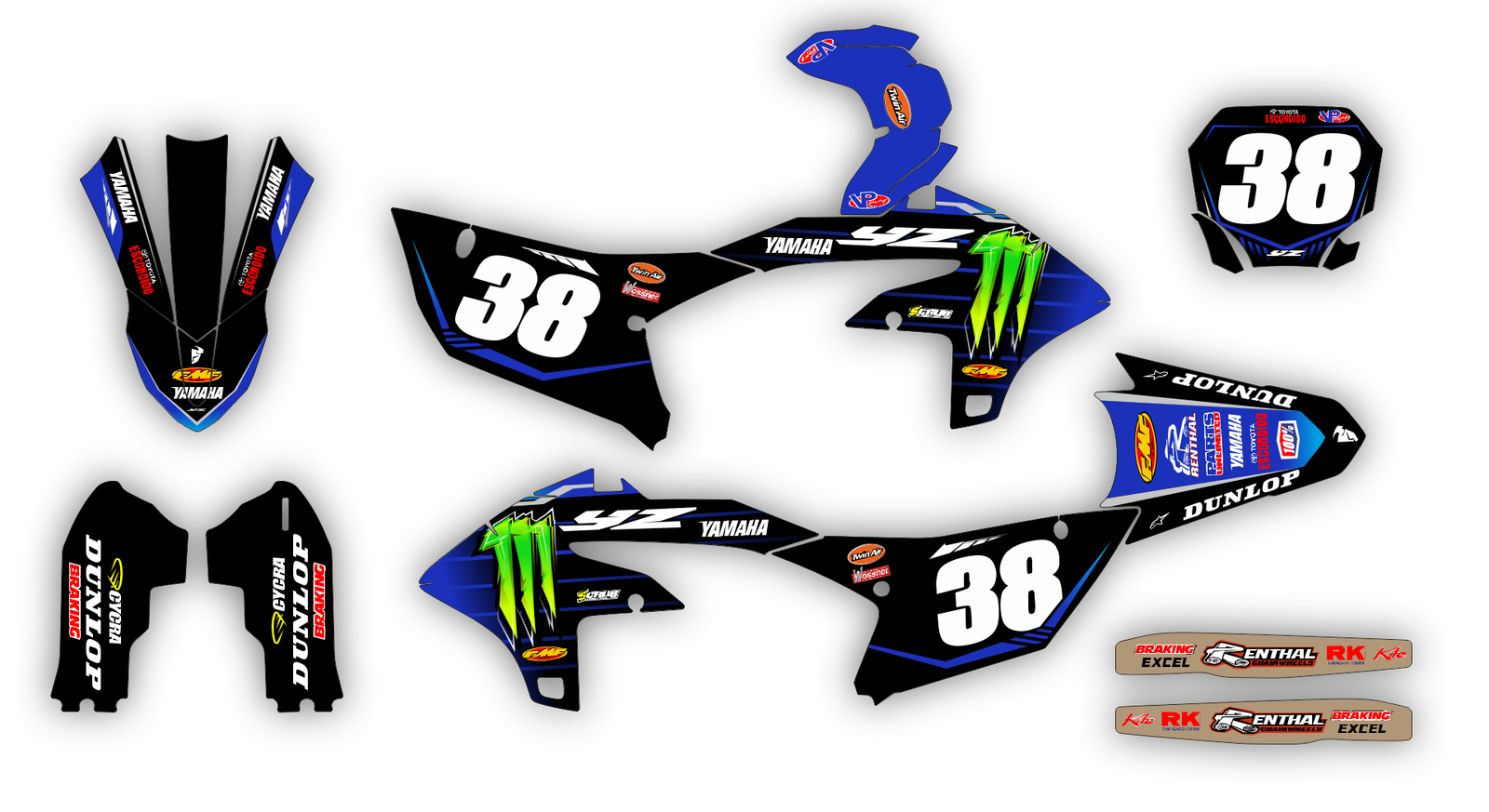 Yamaha graphics YZ450f 2023 2024 YZ250f 2024 Decals Stickers Race Number