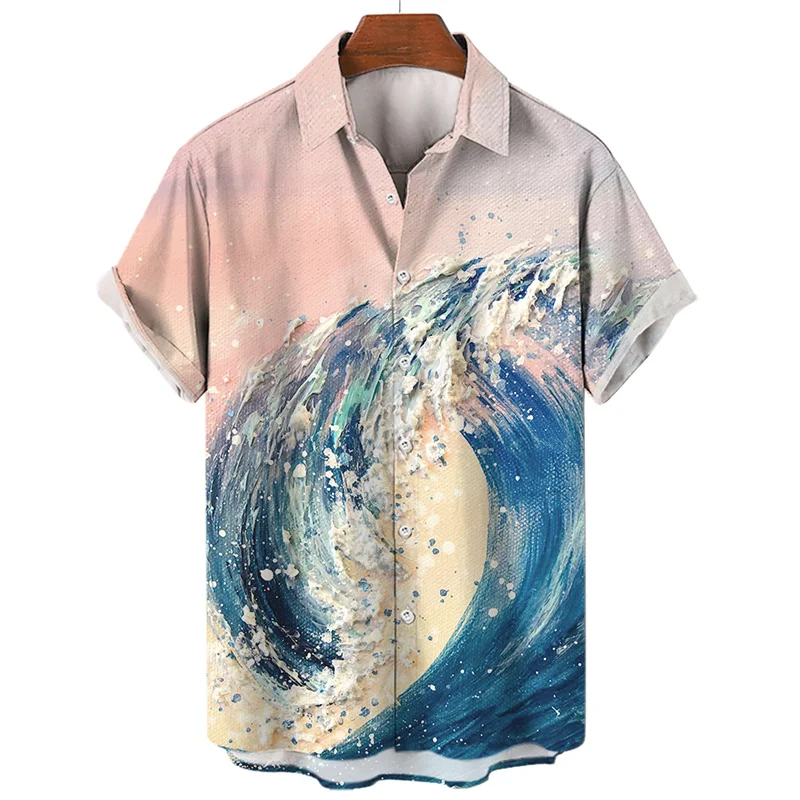 Japanese Sea Ocean Wave Graphic Shirt Men Women 3D Print Hawaiian Beach Shirts - Picture 67 of 91