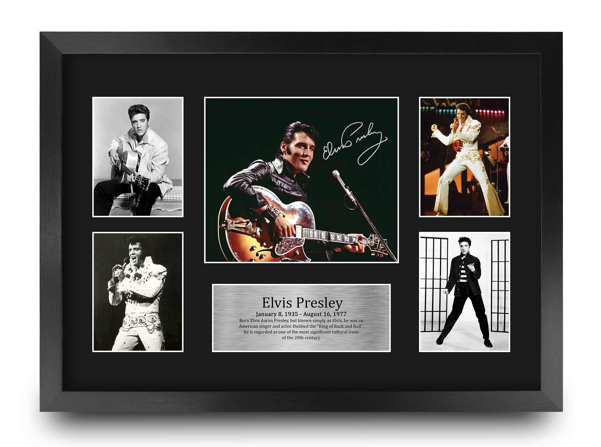 Cartel de autógrafo impreso impreso enmarcado A4 firmado por Elvis Presley regalo musical - Imagen 20 de 38