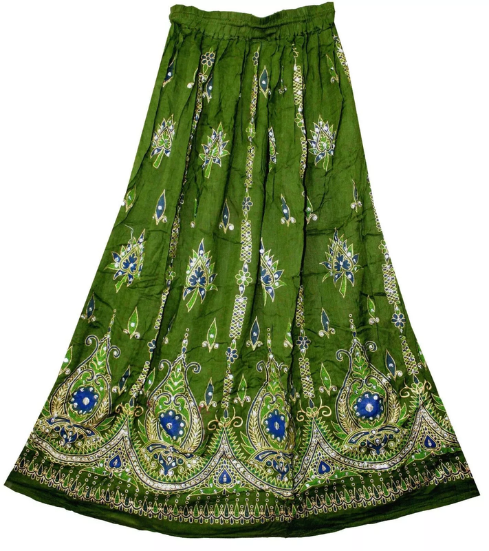 Women's Skirt Sequin Crinkle Handmade Gypsy Long Lehenga Hippie Boho Maxi Skirts - Bild 7 von 30