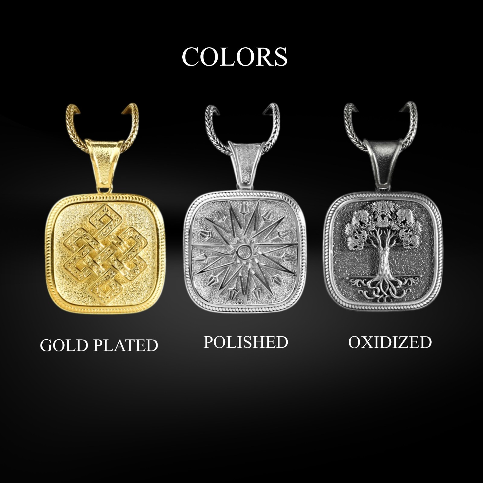 Celtic Cross Silver Necklace, 925k Sterling Triquetra Engraved Talisman Gift - Product main view