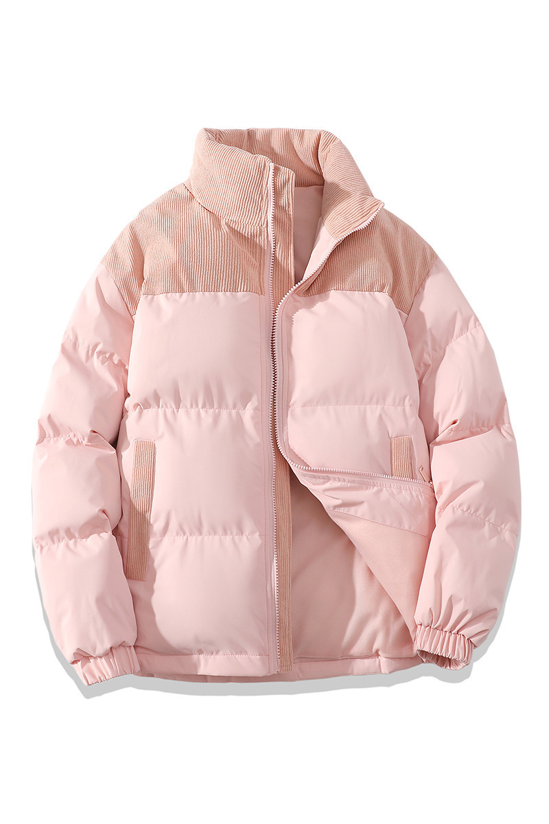 Winter Stand Collar Contrast-colored Coat Cotton Padded Jacket For Men Women Clo - Picture 42 of 53