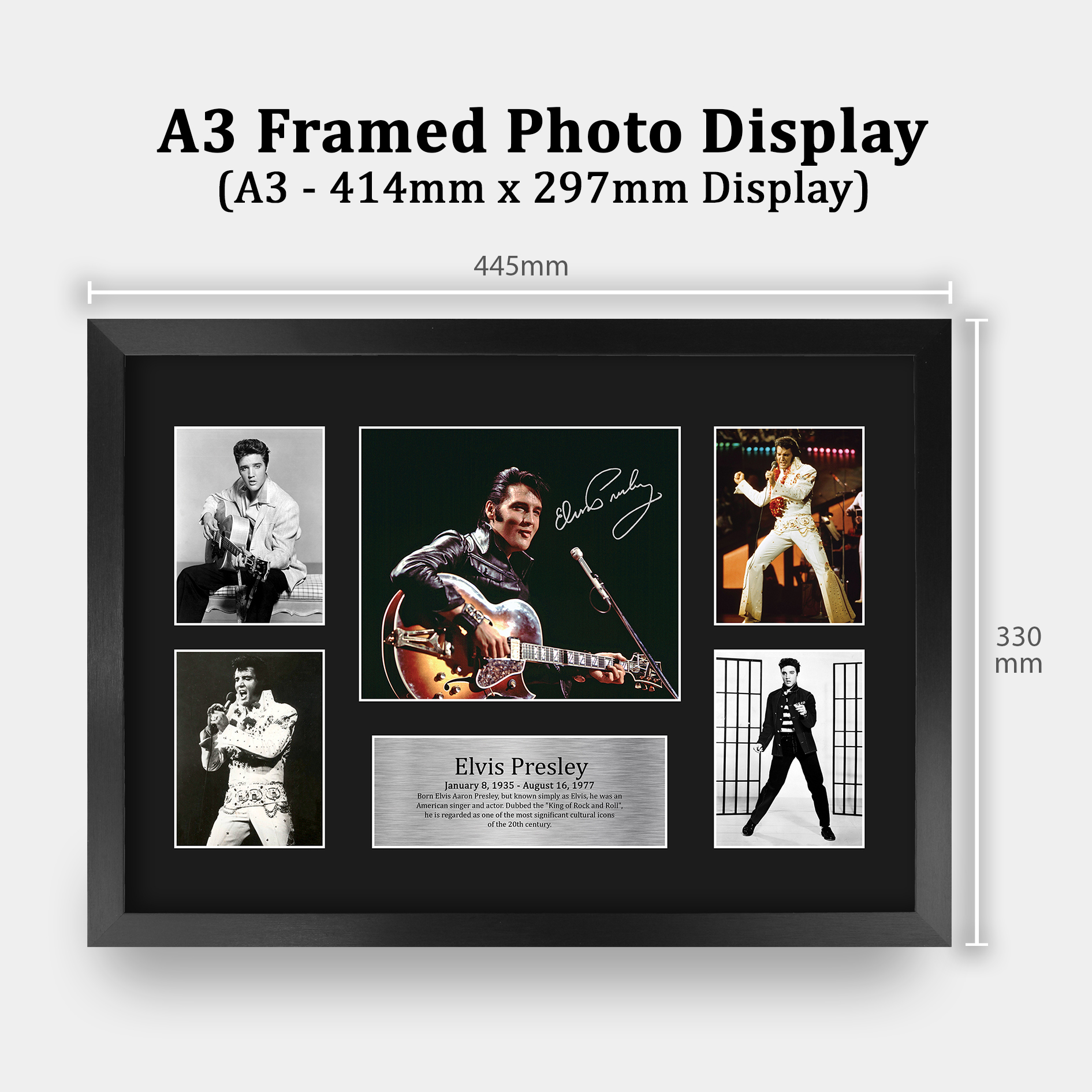 Cartel de autógrafo impreso impreso enmarcado A4 firmado por Elvis Presley regalo musical - Imagen 21 de 38