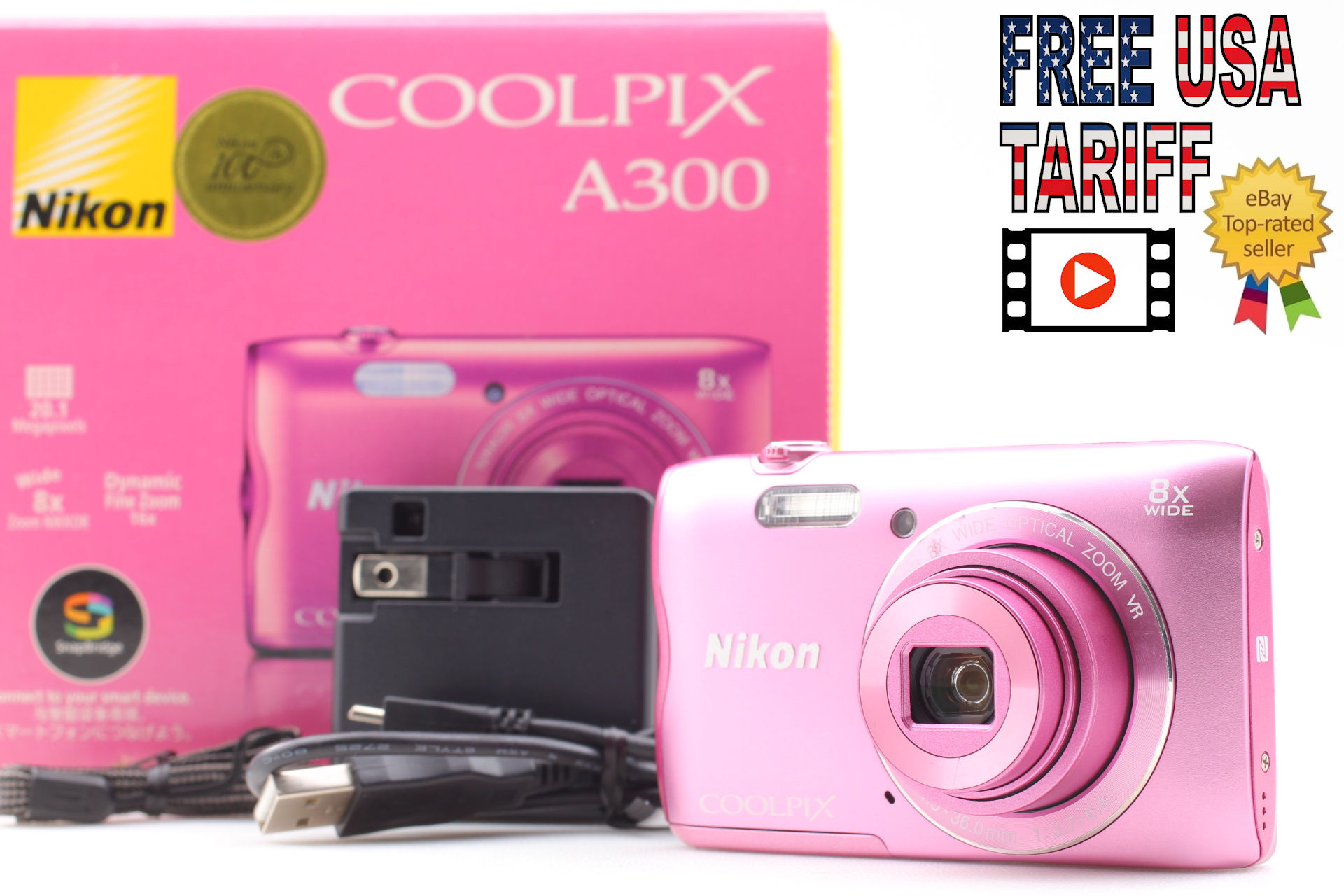 Buy Nikon COOLPIX A300 Pink 20.0MP 8x Zoom Digital Camera From