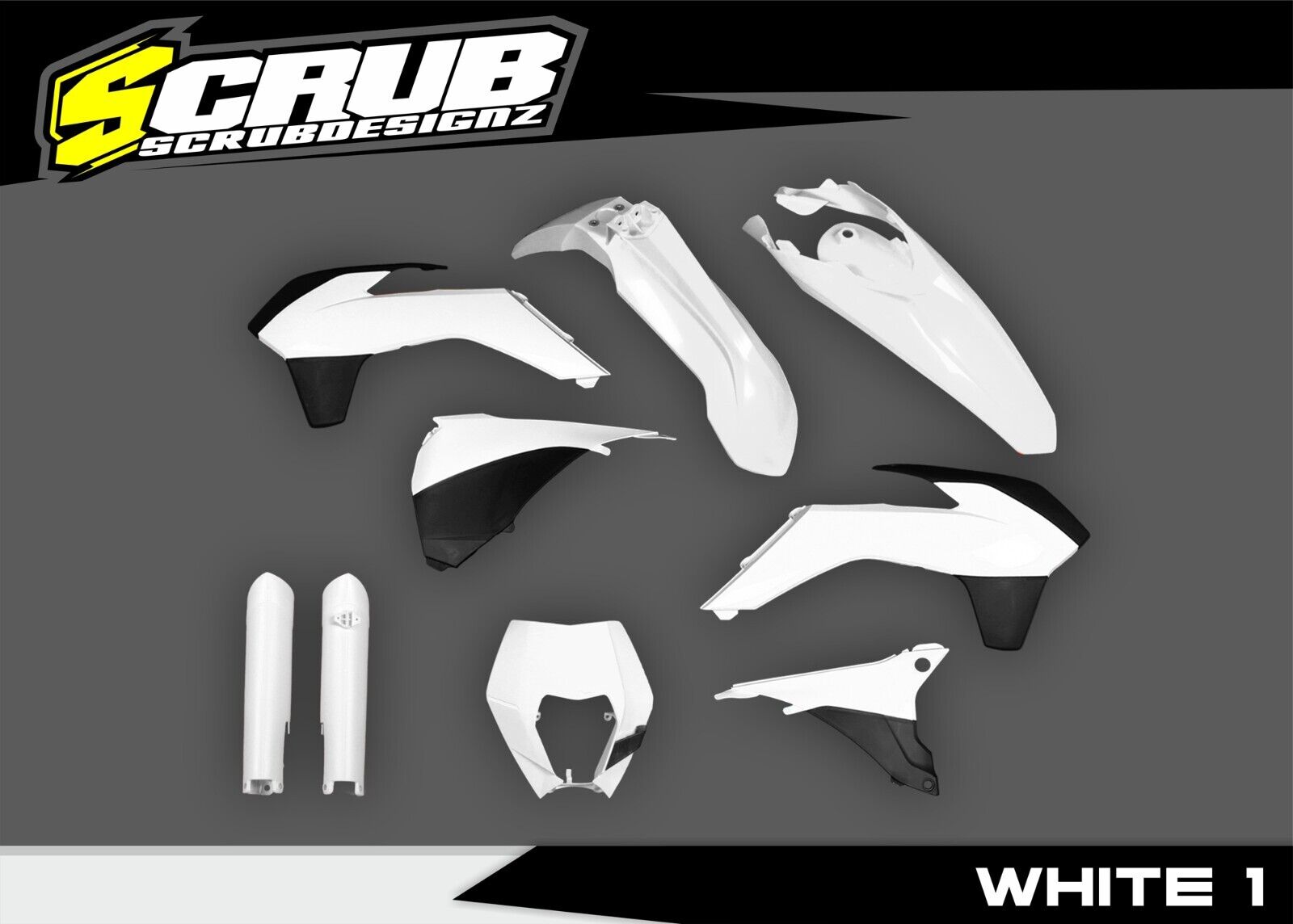Plastics Kit KTM EXC EXC-F XC-W XCF-W 125 250 300 350 450 520 - 2014 2015 White