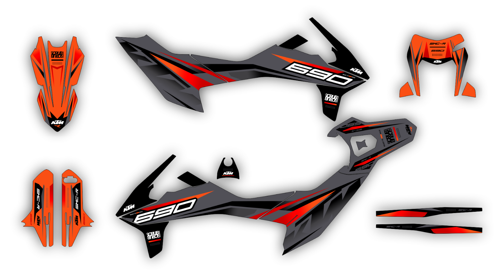 KTM graphics SMC-R 690 2019 2020 2021 2022 2023 SCRUB decals stickers Supermoto
