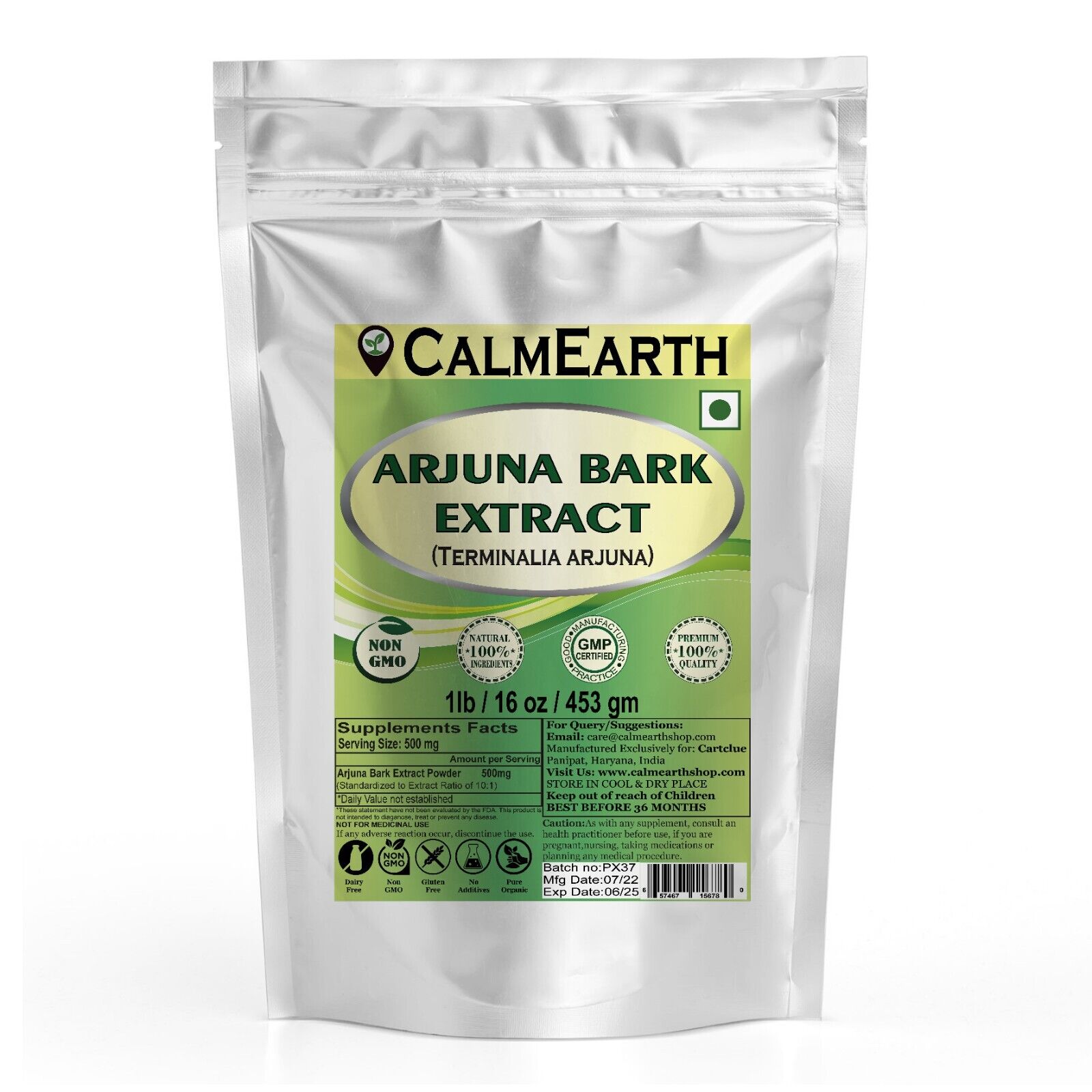 Calm Earth Best Arjuna Terminalia Arjuna Bark Extract Powder Cardiac Support YE