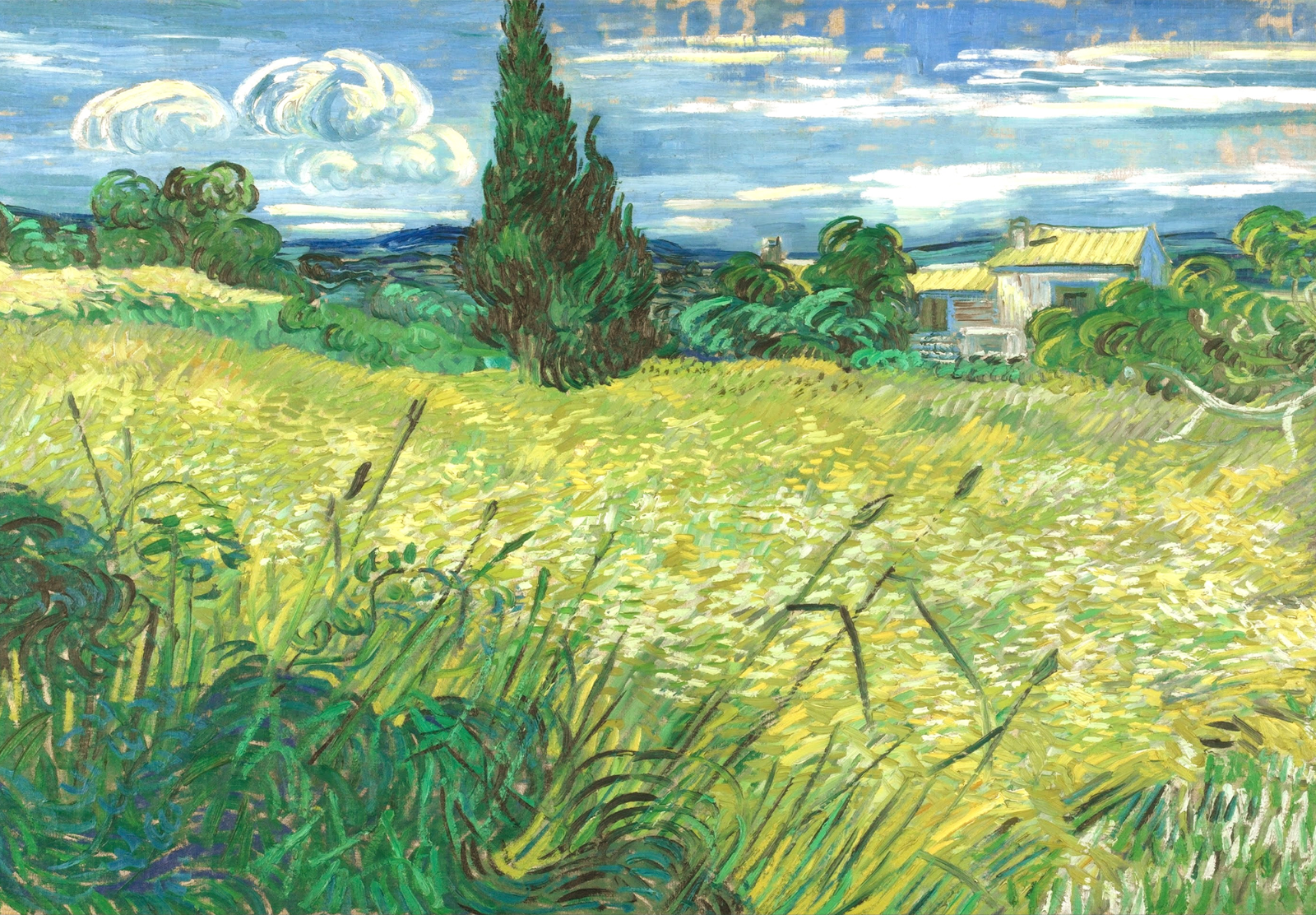 Golden Meadow Landscape Poster Sunny Field Wall Art- 16×12/20×16/24×18/36×24