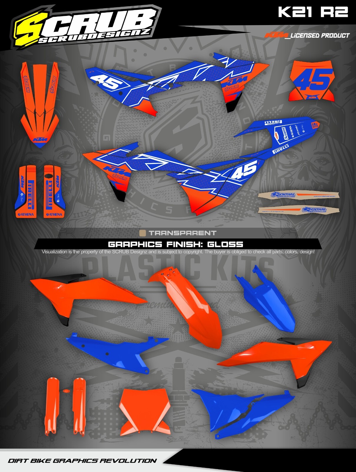 Plastics + Graphics KTM 2023 2024 2025 SX SX-F XC XC-F Orange Blue Restyle