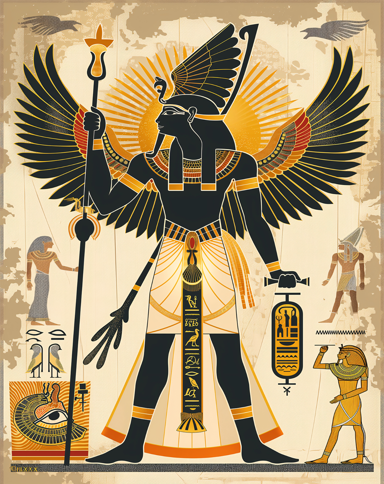 Egyptian God Horus Poster – Ancient Egypt Wall Art – 12X16/16X20/18X24/24X36
