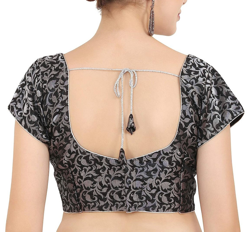 Women's Handmade Brocade Blouse Short Sleeve Saree Blouse Tunic Crop Top Choli - Picture 8 of 146