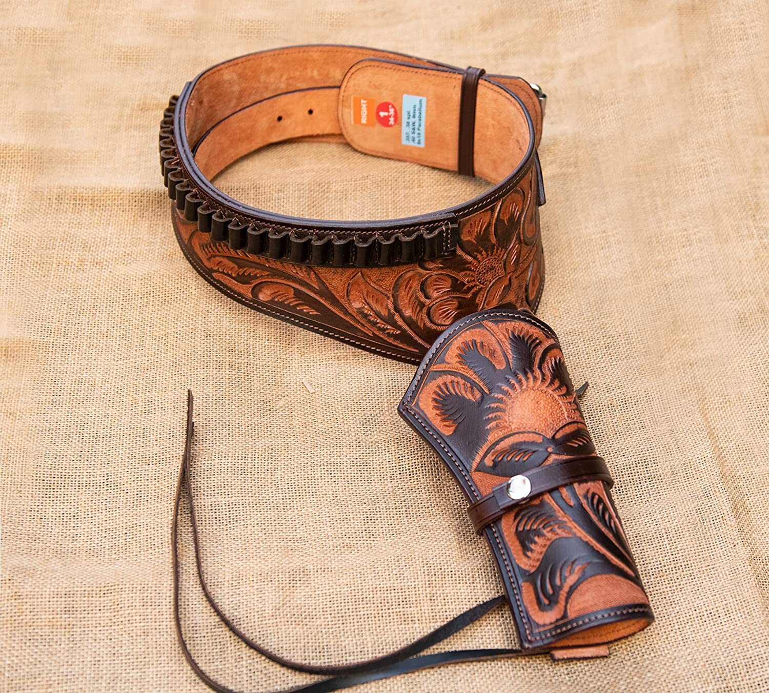 LEATHER WESTERN .22CALIBER RIGHT HAND SINGLE TOOLED HOLSTERRIG GUN BELT LOOP