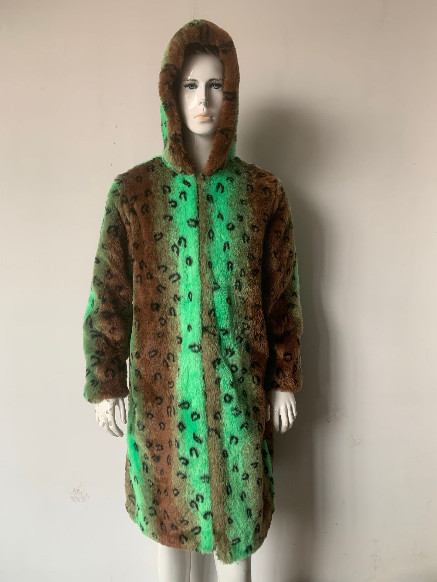 Fur Neon Leopard Print Furry Coat - Picture 10 of 10