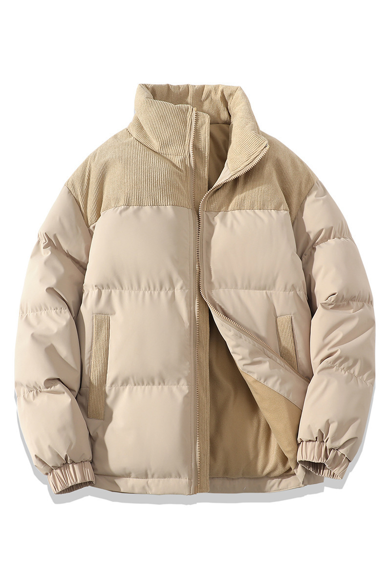 Winter Stand Collar Contrast-colored Coat Cotton Padded Jacket For Men Women Clo - Picture 30 of 53