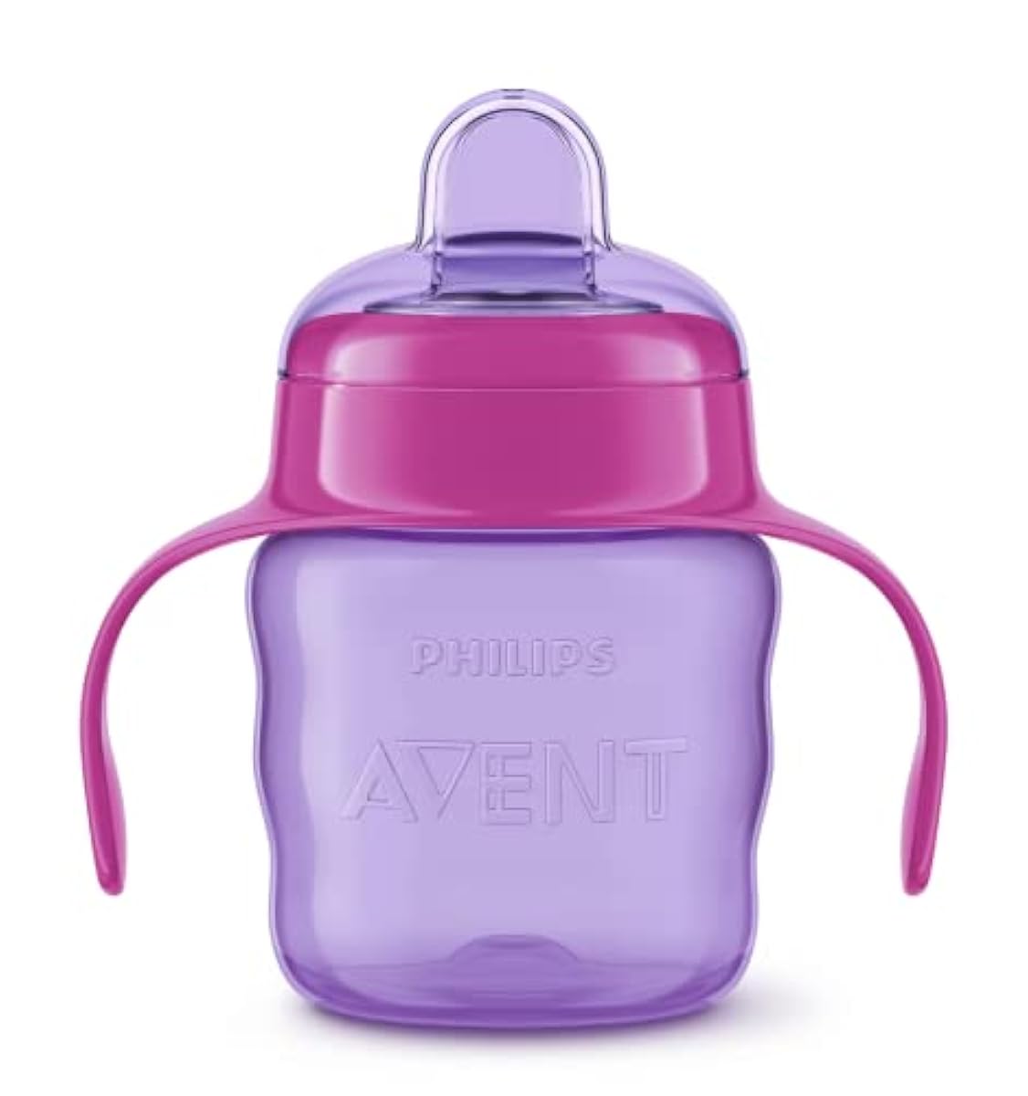 AVENT Philips Silicone Classic Spout Cup with Handle | Pink/Purple | 200 - Picture 2 of 3