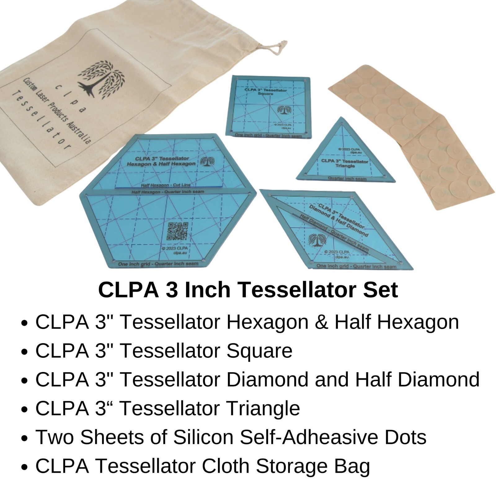 CLPA 6" Tessellation Set — Transparent Quilting Templates