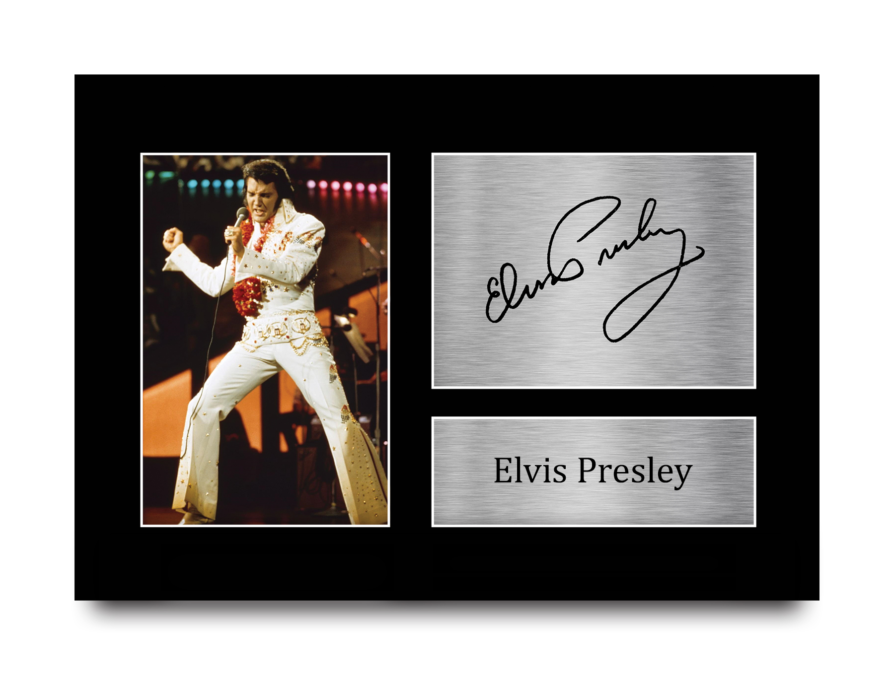 Cartel de autógrafo impreso impreso enmarcado A4 firmado por Elvis Presley regalo musical - Imagen 2 de 38