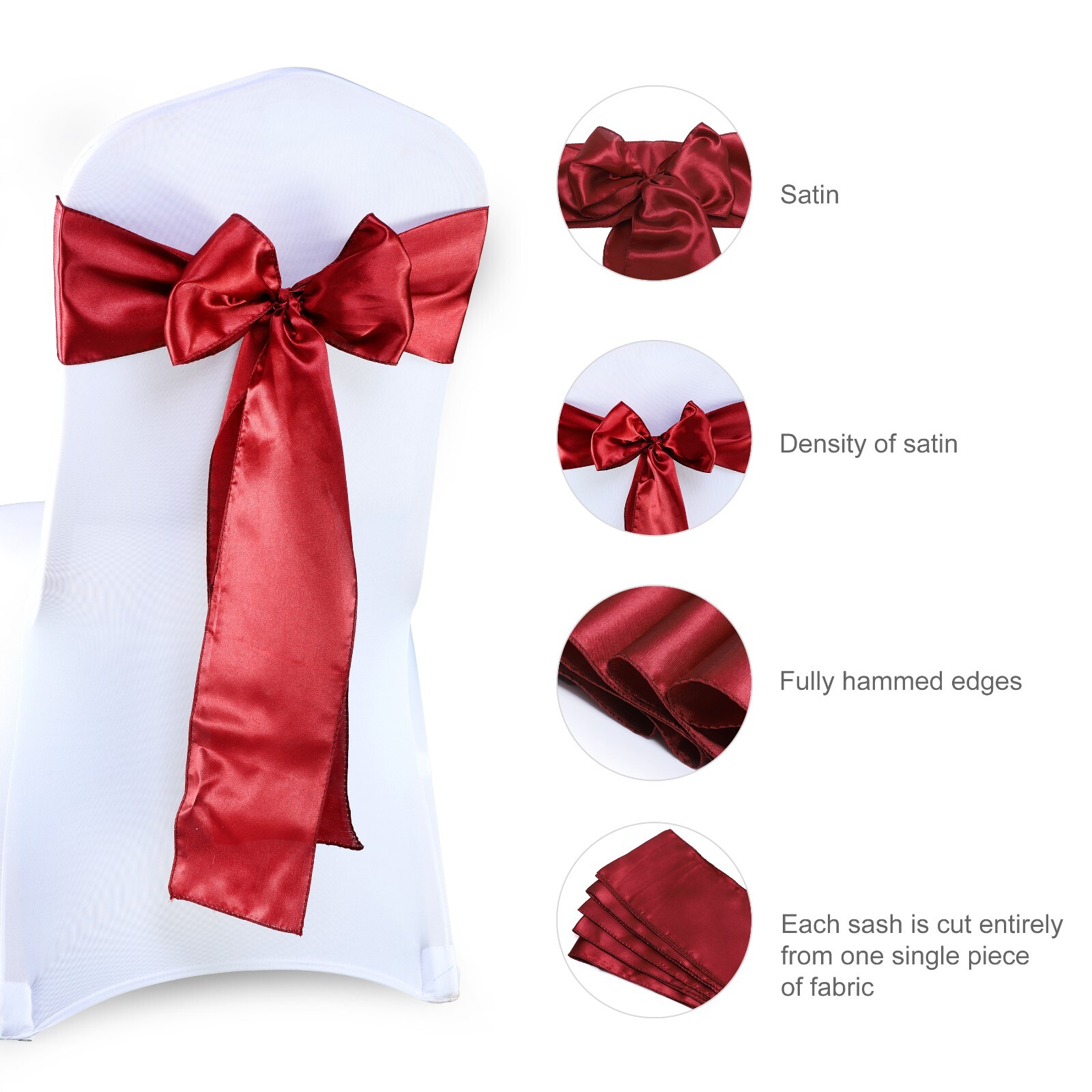 25 Satin Chair Sashes Bows Wedding Party Banquet chair decoration – FREE SHIP