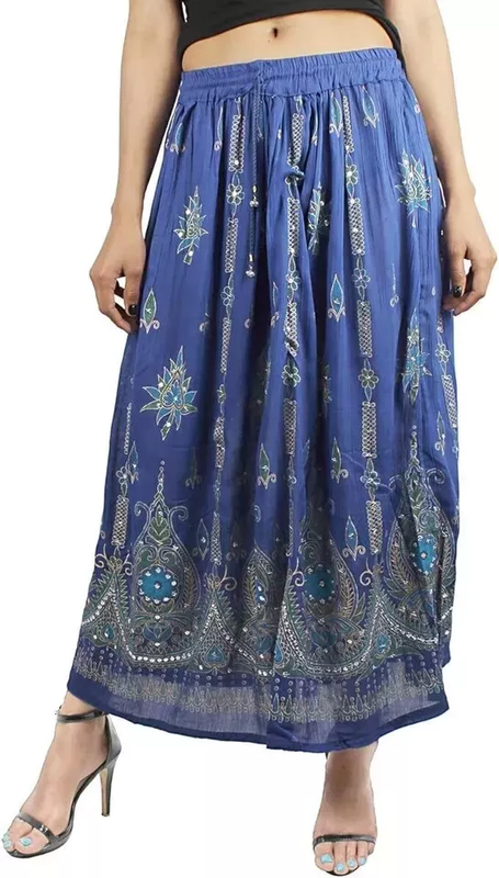 Women's Skirt Sequin Crinkle Handmade Gypsy Long Lehenga Hippie Boho Maxi Skirts - Bild 22 von 30