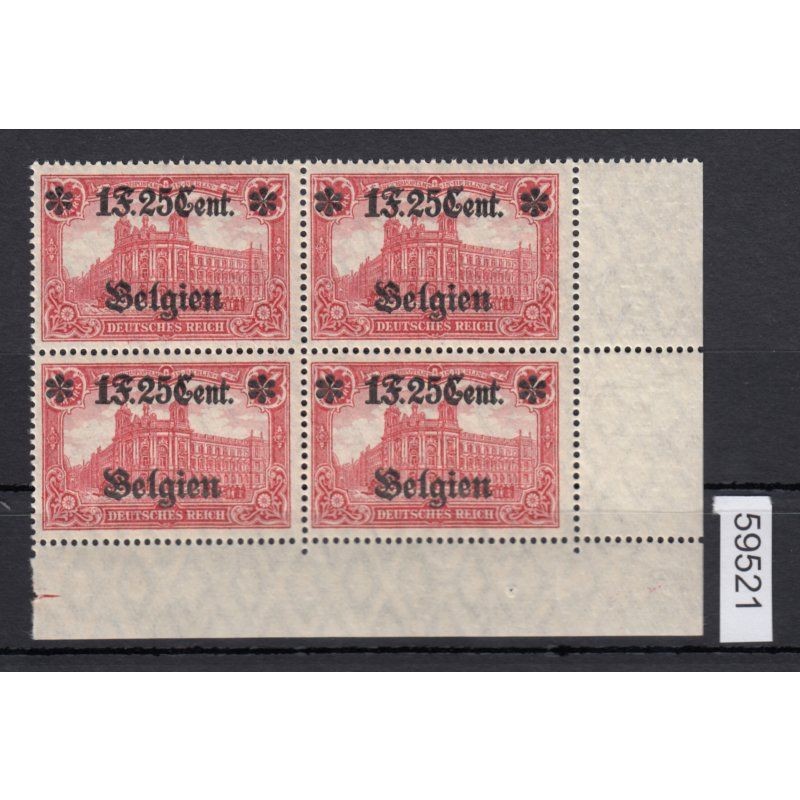 Belgium 1916, Mi.-Nr.23 II ** Corner border 4-block