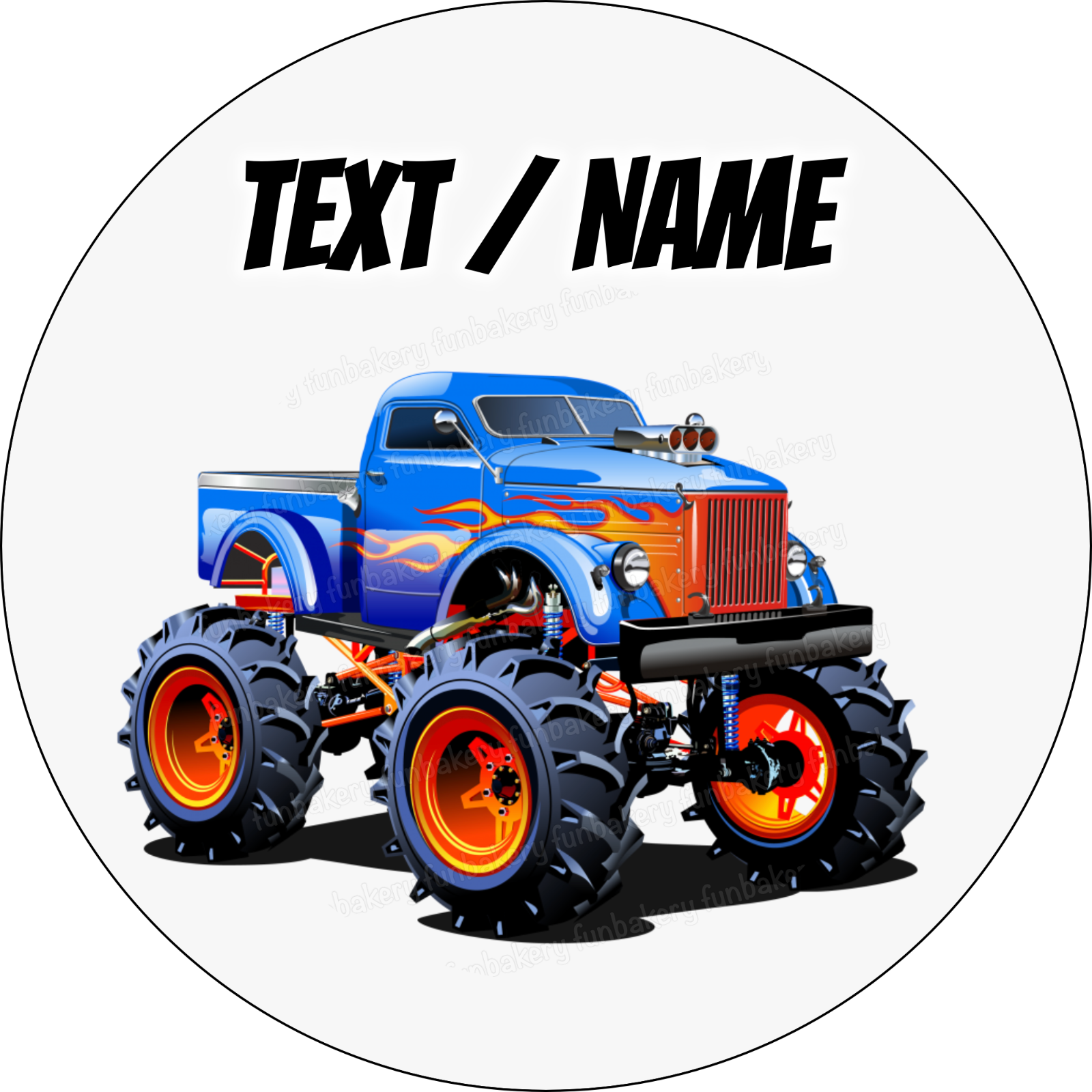 Monster Truck cake topper party decoration personalized name birthday edible