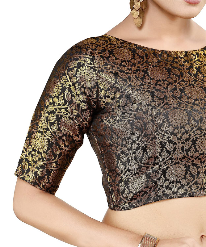 Women's Brocade Saree Blouse Bollywood Ethnic Lehenga Crop Top Tunic Partywear - Picture 18 of 98
