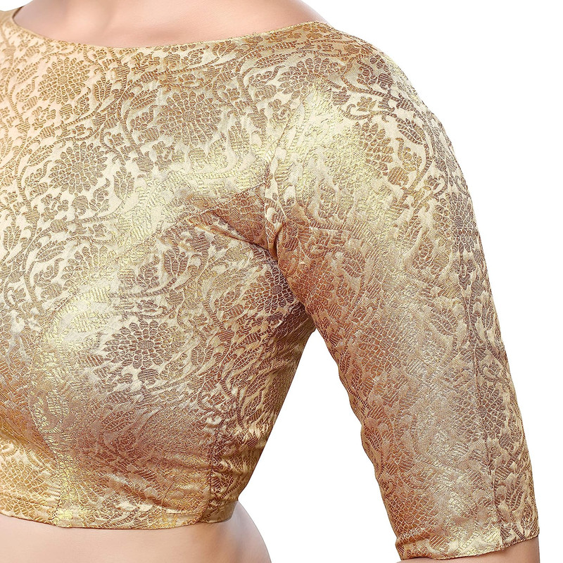 Women's Brocade Saree Blouse Bollywood Ethnic Lehenga Crop Top Tunic Partywear - Picture 12 of 98