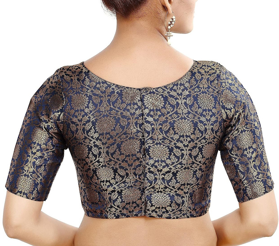 Women's Brocade Saree Blouse Bollywood Ethnic Lehenga Crop Top Tunic Partywear - Picture 40 of 98