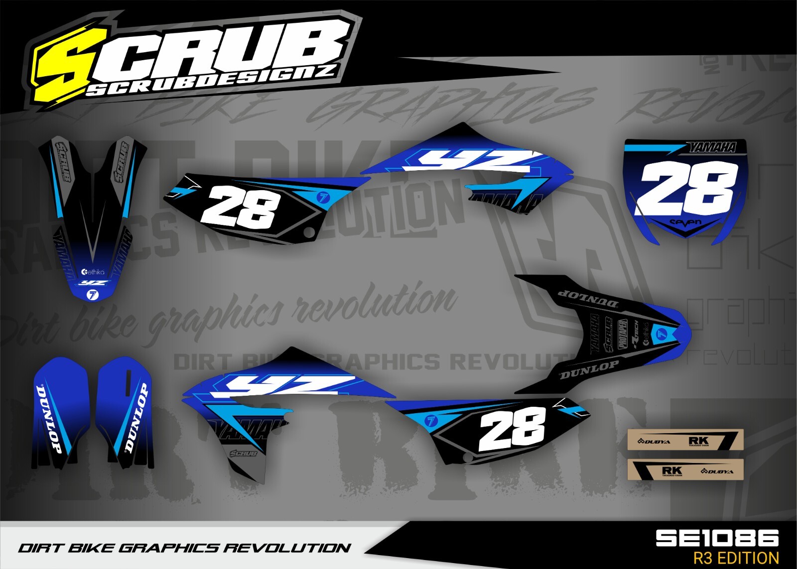 Graphics Kit YZ 65 Yamaha 2018 - 2024 Decals Stickers Race Number