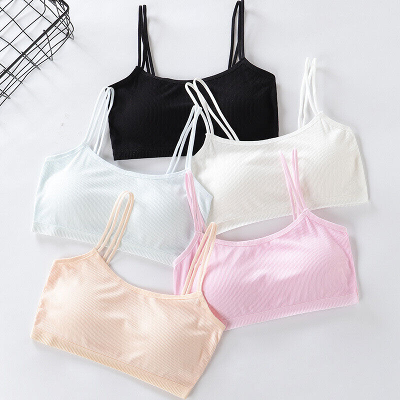 5 Pack Padded Crop Tops Comfort Girls Training Bras Sports Bras for 10-15 Years - Picture 11 of 11