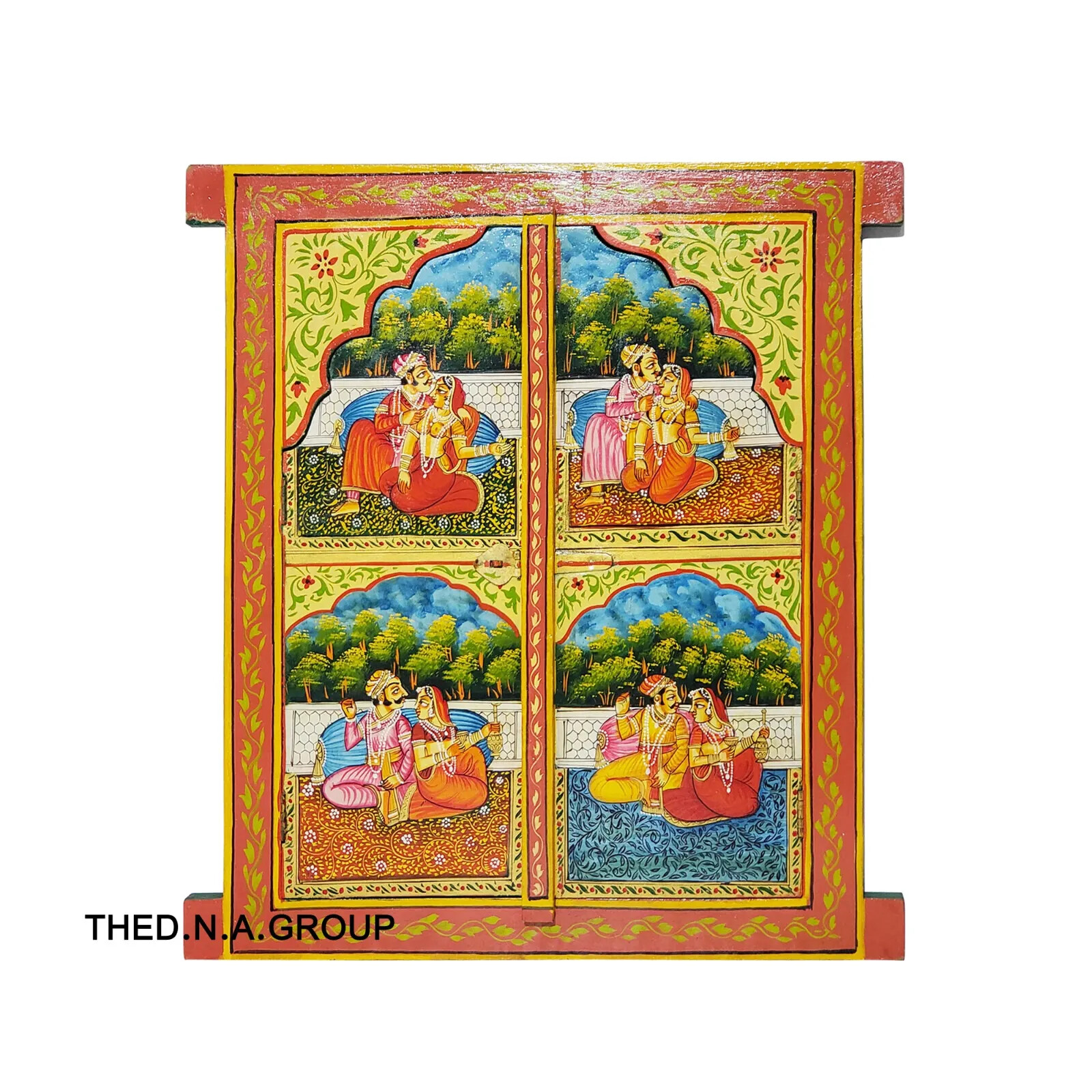 Wooden Frame Window Shutter Handcarved Rajasthani Traditional Wall Mount Hanging