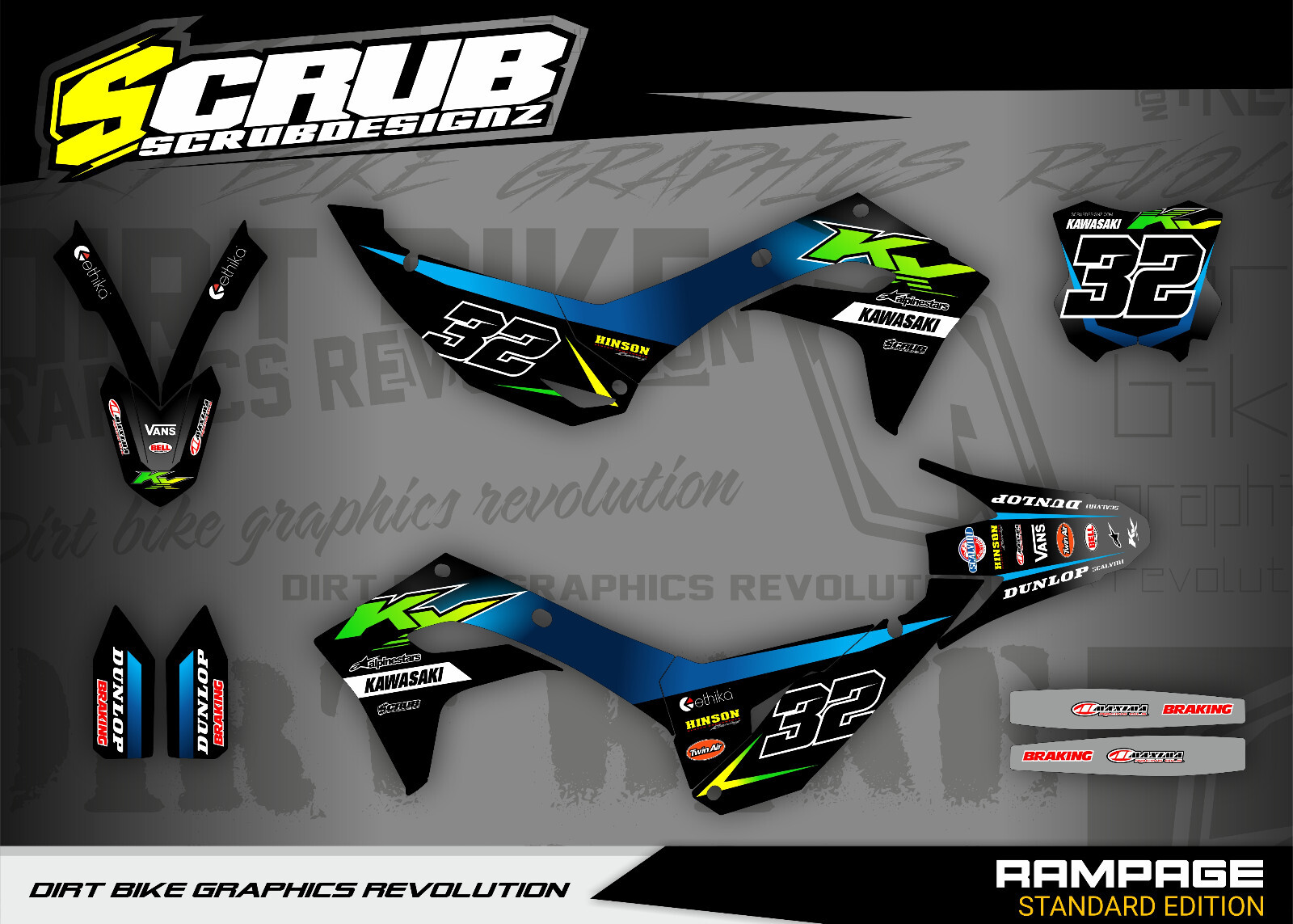 Graphics Kawasaki KX450 KX 450 2024 2025 + KX250 2025 Stickers Decals KX450X