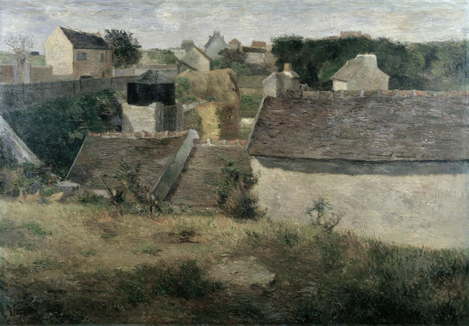Rural Village Poster – Soft Rooftop Landscape Wall Art – 16×12/20×16/24×18/36×24