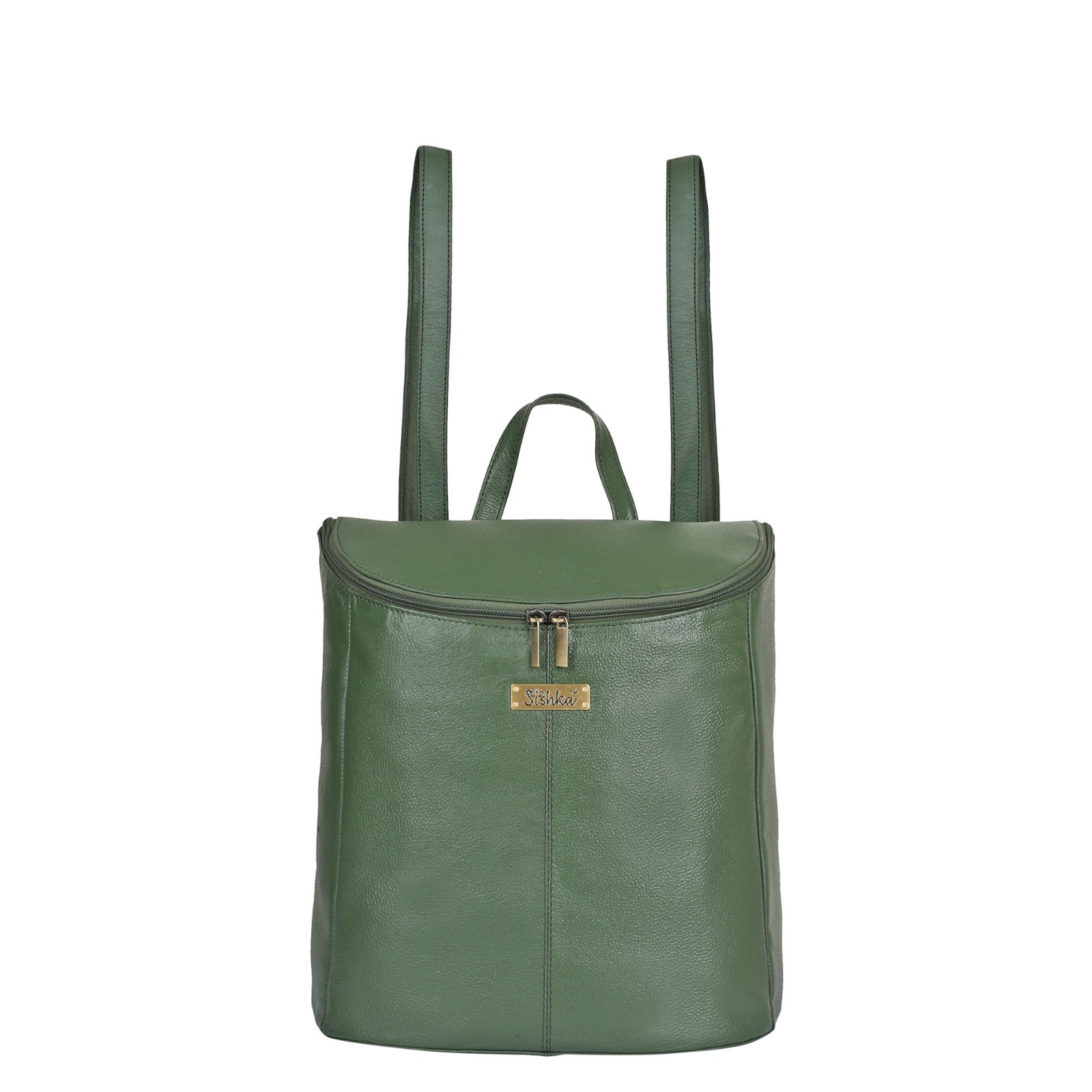 Sishka Olive & Brown Leather Backpack & Shoulder Purse for Women