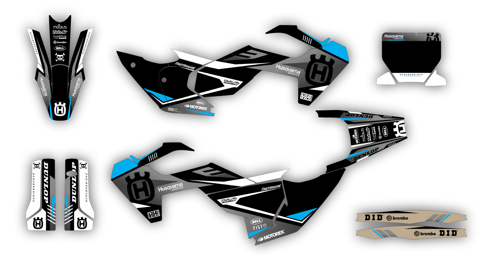 Graphics TC 65 2024 Husqvarna decals SCRUB TC 65 Decals
