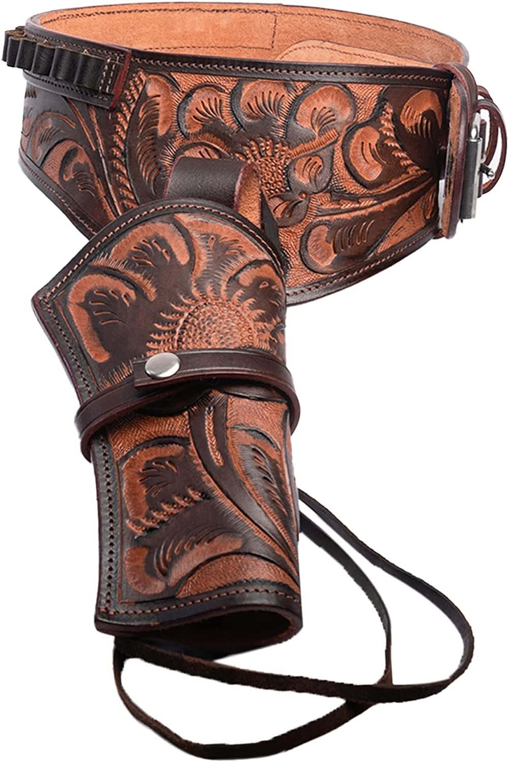 LEATHER WESTERN .22CALIBER RIGHT HAND SINGLE TOOLED HOLSTERRIG GUN BELT LOOP