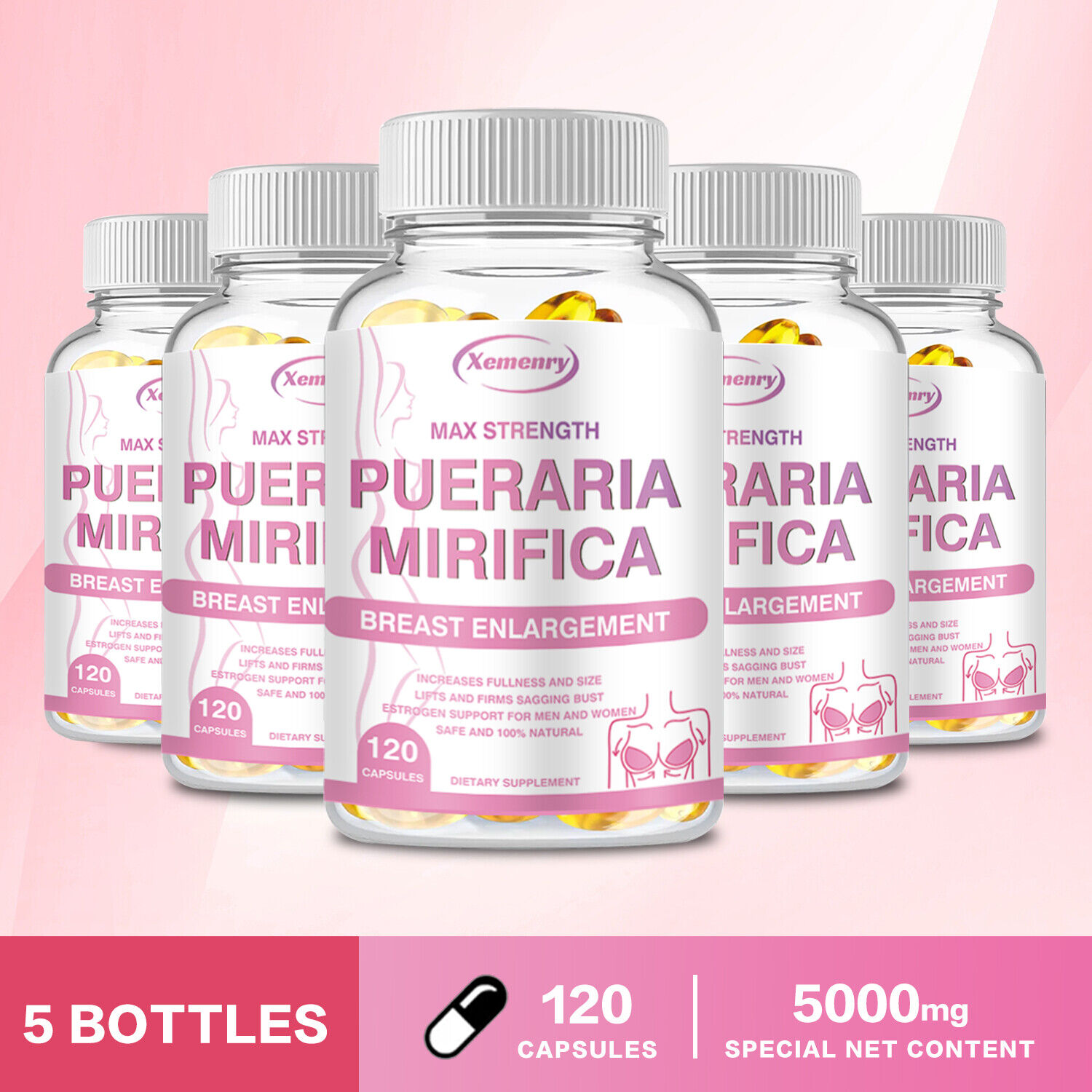 295 Gélules De Pueraria Mirifica 500 Mg - Élargissement Naturel Du Sein - Neuf