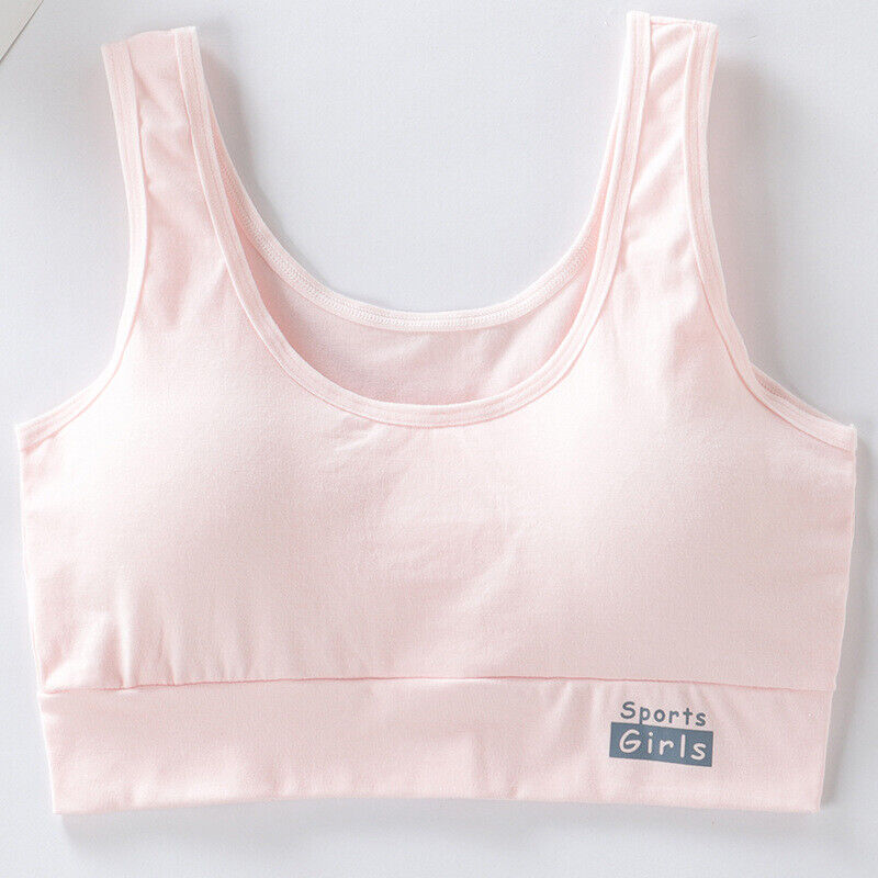 2 Pcs Cotton Girls Bra Kids Crop Top Underwear Sports Training Bra 10-18 Years - Picture 17 of 21