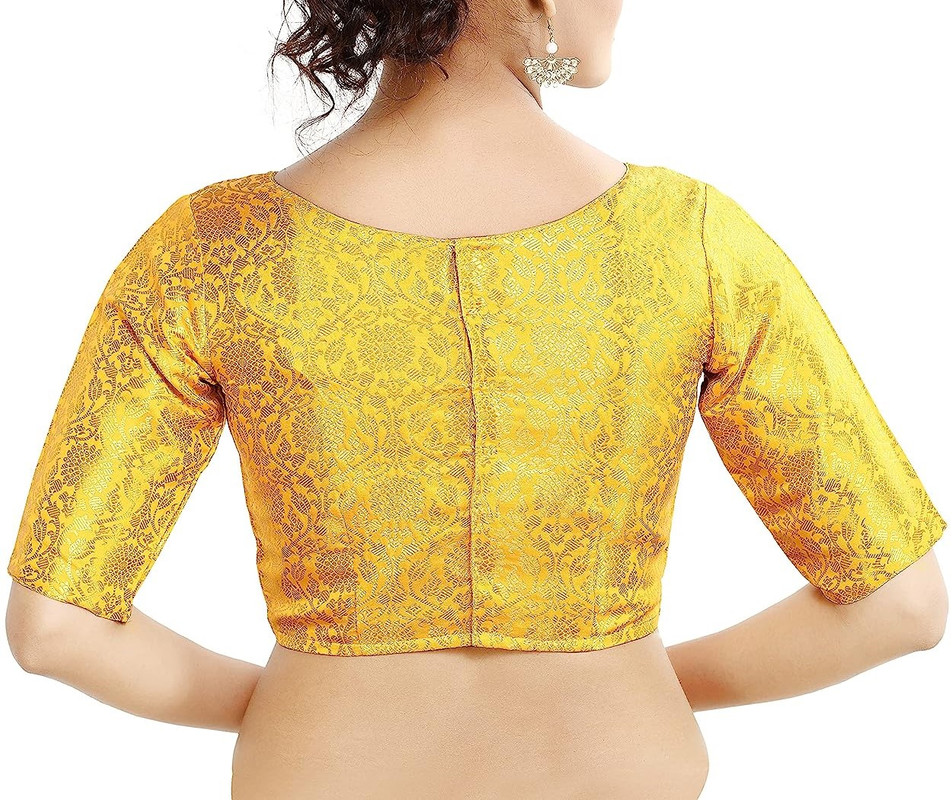 Women's Brocade Saree Blouse Bollywood Ethnic Lehenga Crop Top Tunic Partywear - Picture 92 of 98