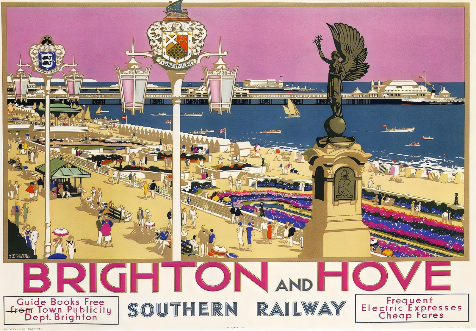 Brighton Seaside Railway Poster Coastal Resort Wall Art- 16×12/20×16/24×18/36×24