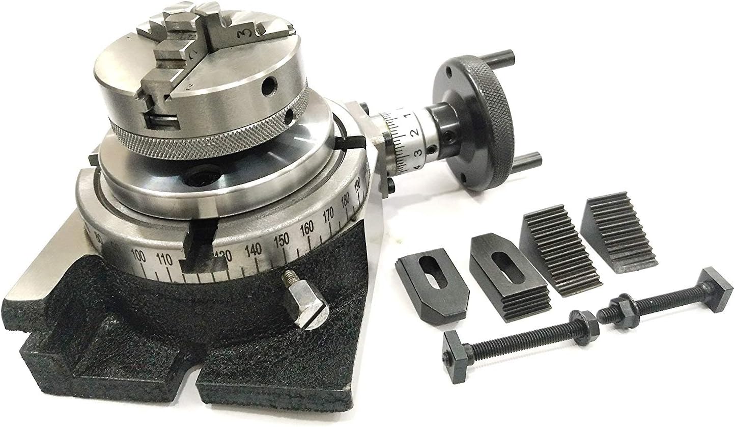 4"/ 100 mm Regular Rotary Table With Small Chucks and back Plate - Picture 15 of 16