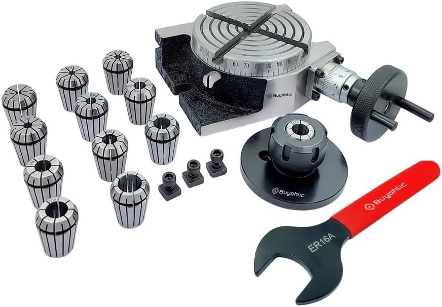 4" | 100mm 4 slot Regular Rotary table with ER Adapter & T-nuts with Spanner