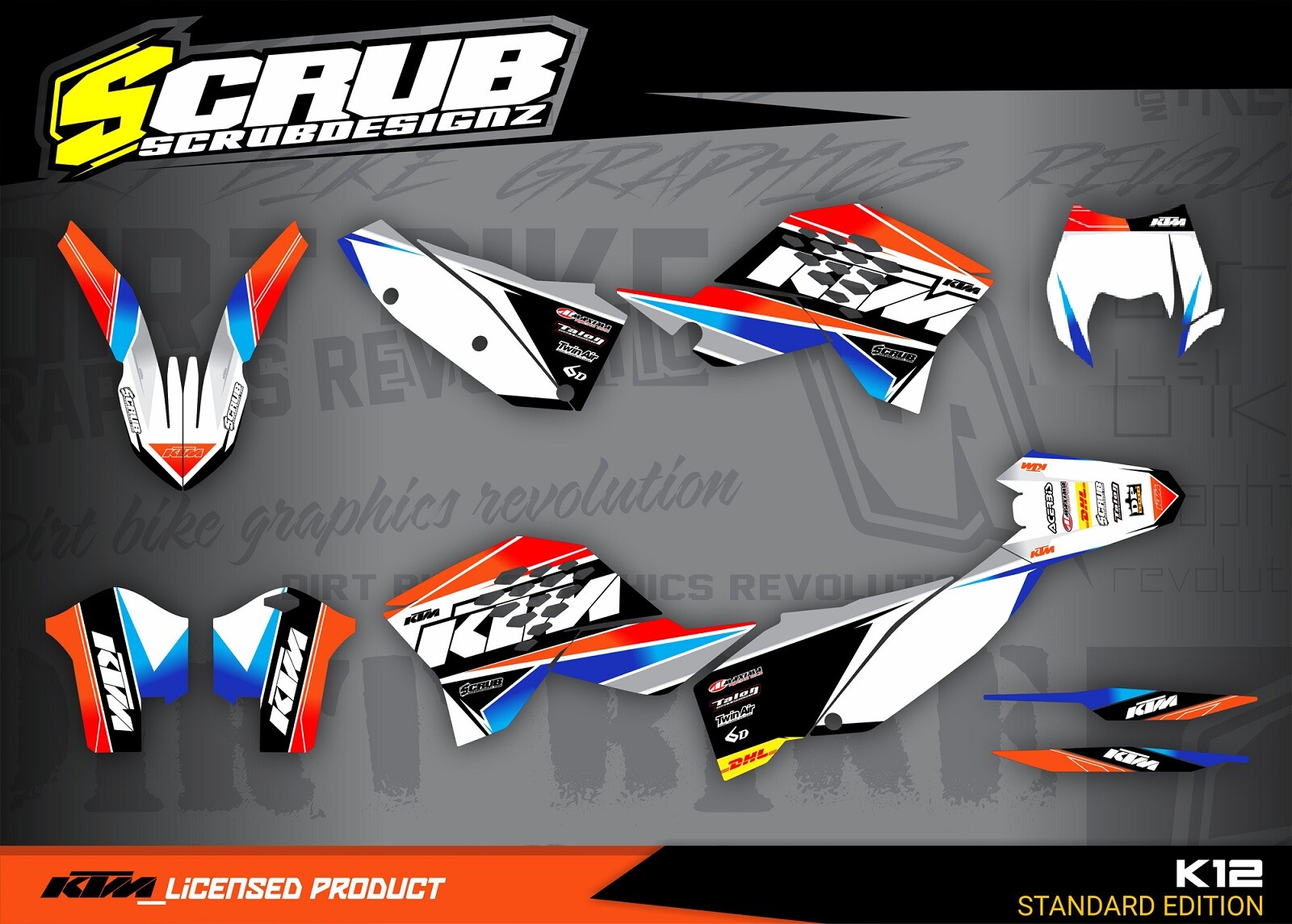 KTM graphics EXC 125 200 250 300 400 450 530 2008 2009 2010 2011 EXCf SCRUB