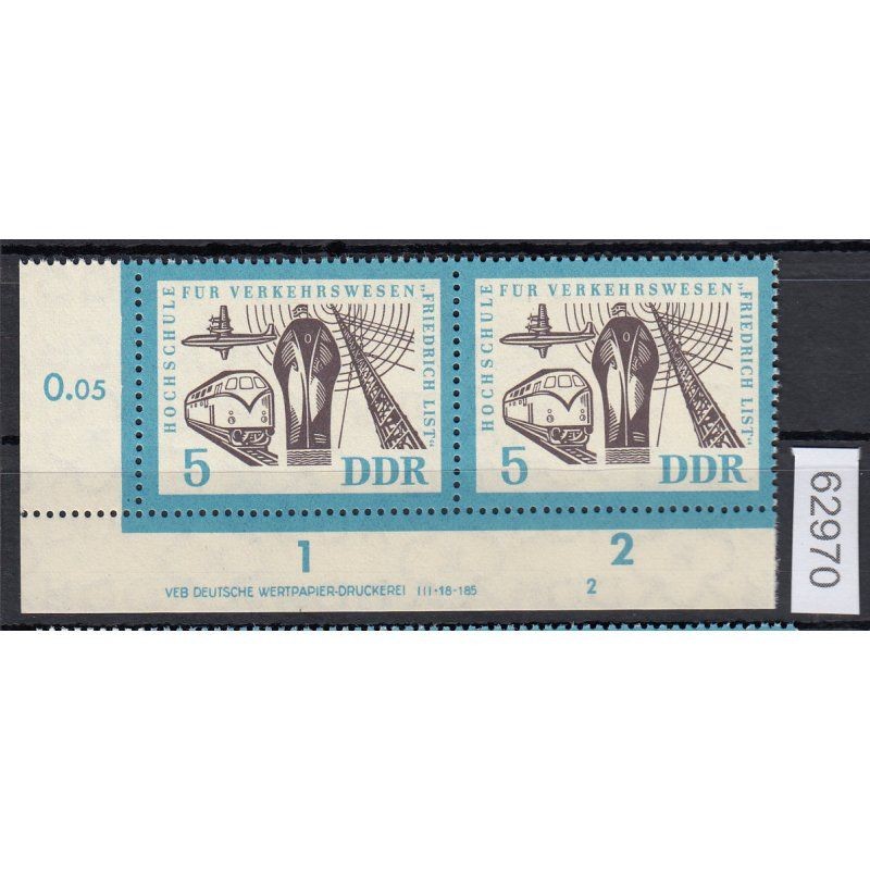 GDR 1962, Mich.-No.: 916 ** DV FNr. 2 Corner margin print note
