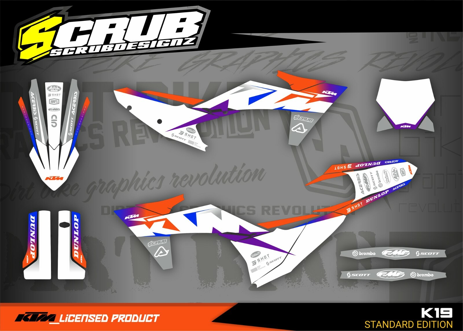 KTM Graphic SX SXF 2023 2024 125 250 300 350 450 Decals XC XCf SCRUB