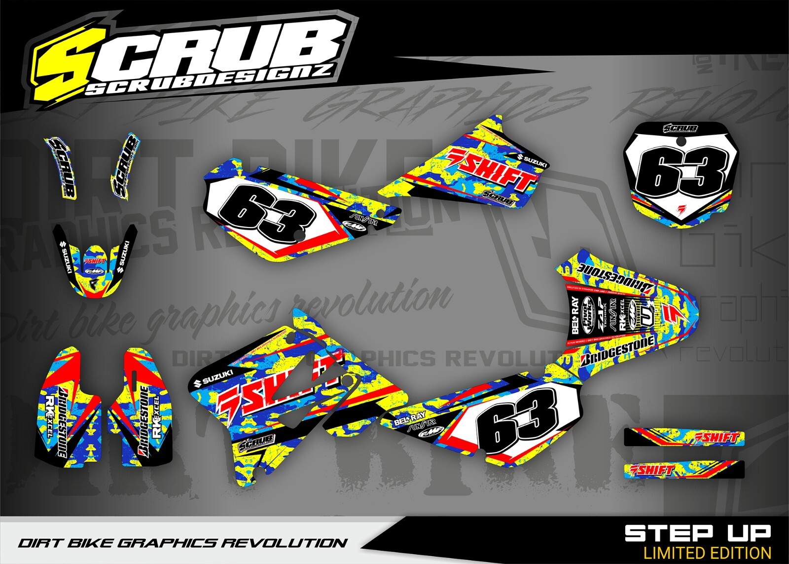 Suzuki RM85 2002 - 2023 Graphics Decals Stickers Kit SCRUB RM 85