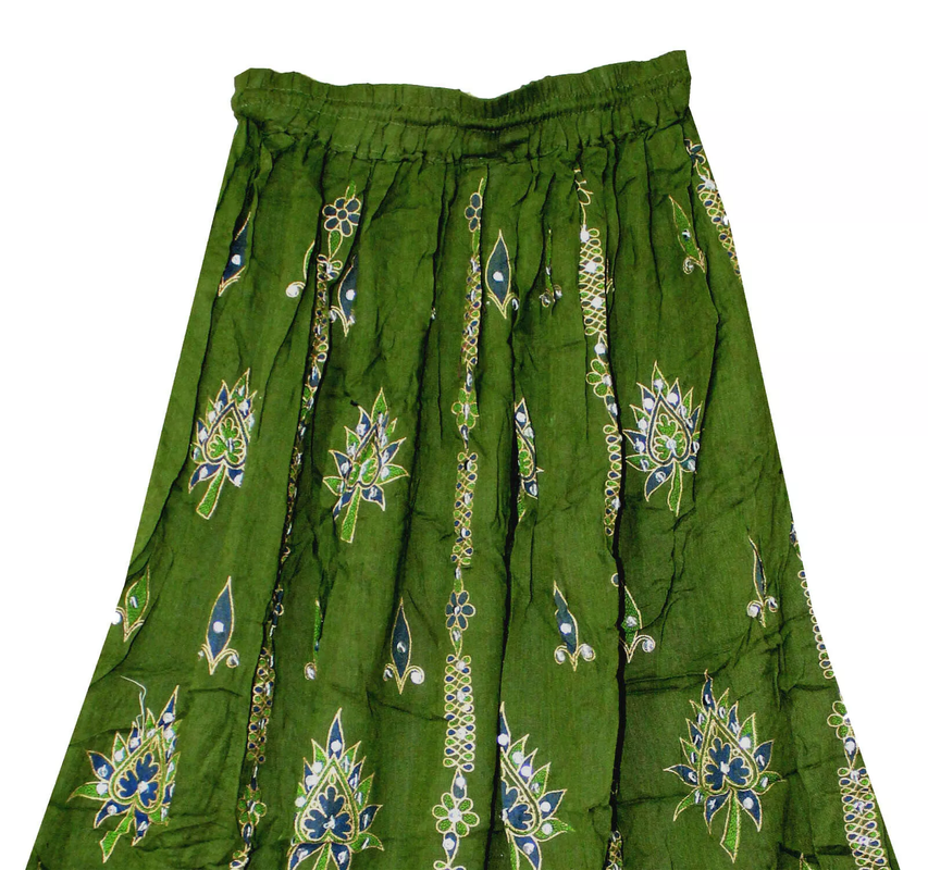 Women's Skirt Sequin Crinkle Handmade Gypsy Long Lehenga Hippie Boho Maxi Skirts - Bild 8 von 30